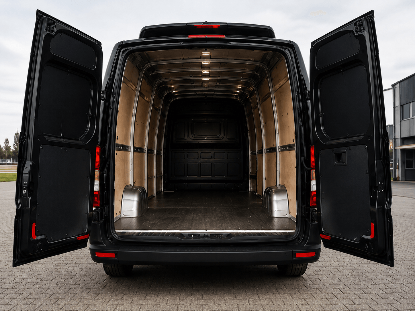 Geöffneter Laderaum des MM-X Logistics VW Crafter